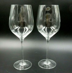 SET OF 2 OLEG CASSINI CRYSTAL LONG STEM WINE GLASSES ~ SIGNED