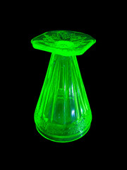 Jeannette Poinsettia Adam Green Uranium Depression Glass 7oz Tumblers Set of 6