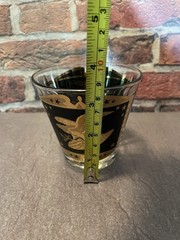 Vintage MCM Black And Gold American Eagle 2 Highball Glasses And 6 Tumblers