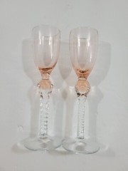 Set of 2 Blush Pink Glass Cordial Twisted Stem 6 1/4″ Tall