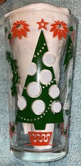 Vintage Hazelware Christmas Holiday Glasses Tree Continental Can Co Set Of 6