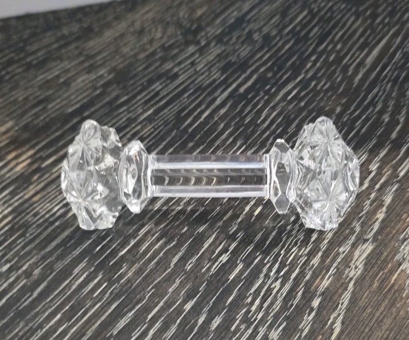 Vintage Faceted Godinger Crystal Molded Glass Dumbbell Knife Rest 4″