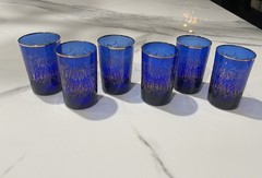 Bohemian Needle Echt Cobalt Blue 6 Juice/ Water Cups. Hard To Find.