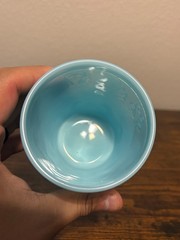 Antique Blue Opalescent 3.75″H Spanish Fans Tumbler