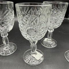 Libbey Hobstar glass water goblets set of 4 Stemware barware wine glasses