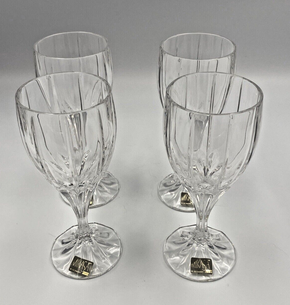 Mikasa Berkeley 4 Piece Crystal Wine Glass Set Made in West Germany 6.75″t 6oz