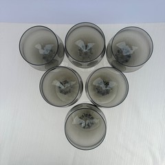 Vintage Sasaki Coronation Smoke Wine Glasses Set of 6 Smokey Gray 6 1/2″