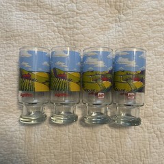 4 VTG AGRIPRO ADVERTISING FARM SCENE GLASSES TUMBLERS 6 1/2″