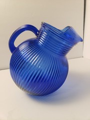 Lot Of 6 Vintage Hazel Atlas Fine Rib Cobalt Juice Glasses 3.5″ tall