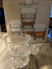 Shannon Crystal Stackable Double Old Fashioned Glasses Clear 9oz Four-Piece Set