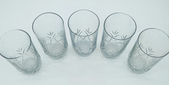 Vintage Crystal Tumblers Etched Wheat Pattern Light Iridescence 6″ Set of 5
