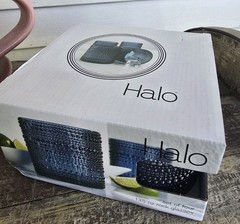 NEW Set 4 Home Essentials HALO Hobnail Textured COBALT BLUE 13½oz Rocks Glasses