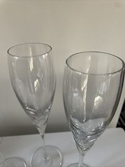 Set Of 3 AMARYLLIS BY COLONY CLEAR FLUTED CHAMPAGNE 9 7/8″