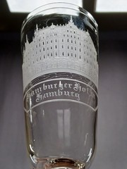 Antique German Engraved Hamburger Hof in Hamburg Flint Ale Glass C. 1883-1890s
