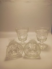 Set of 4 Vintage Indiana Colony Park Lane Crystal Wine Goblets Square Bottom 5″
