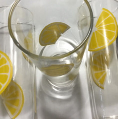 Old Vintage Lot~MCM Federal Glass Lemon Wedge Lemonade Tea Glasses~Decorated Art