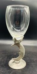 Vintage Pewter Stem Footed Moon Star Juice Glass