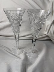 Set of 2 WATERFORD CRYSTAL Millennium Prosperity Wheat Champagne Toasting Flutes