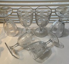 EAPG Late 1880s Duncan George & Sons 6 Paneled Cane/Cane Column Goblets 5.75″
