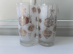 Vintage William Meier Frosted Highball Christmas Drinking Glasses Mid-century