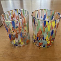 Arte di Murano Alessandro Coppola 2 Indented 10 Oz Glasses Italy Mouth Blown