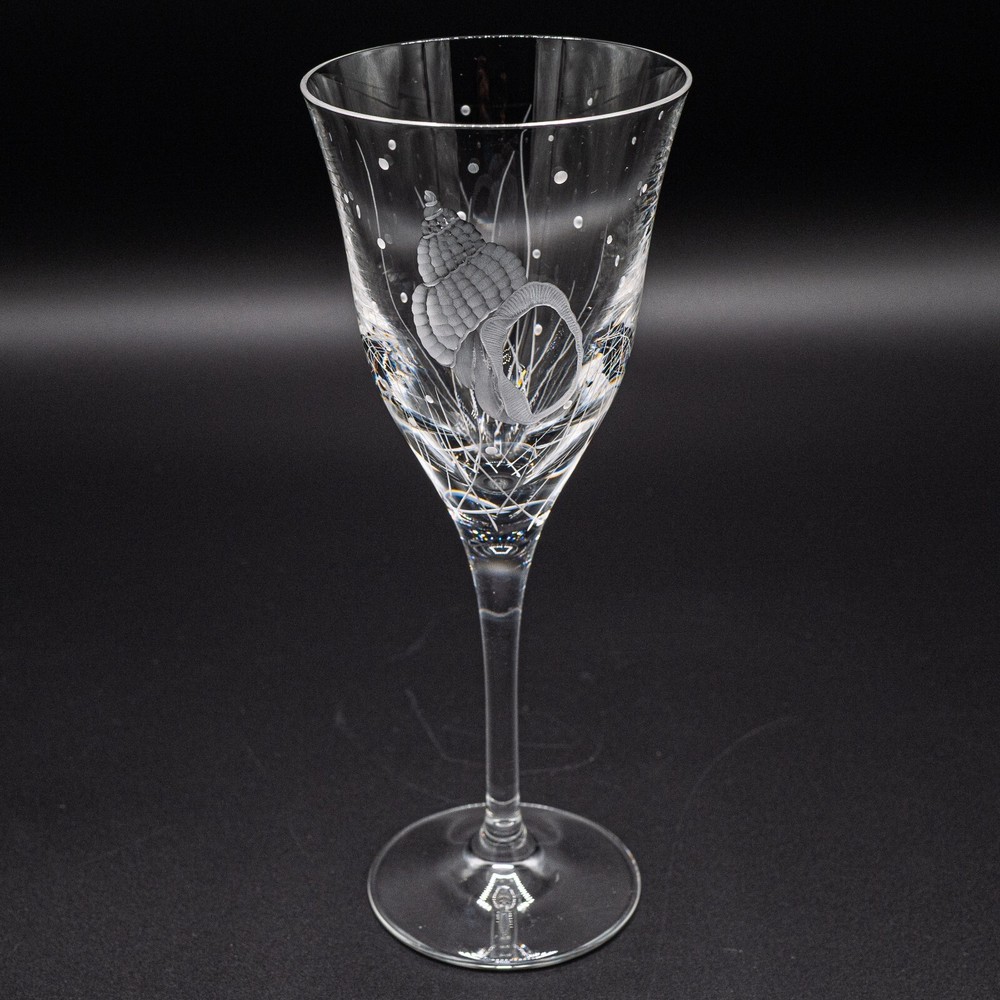Varga Crystal Pacifica Clear Shell Water Goblet Glass – 8 3/4″ UNSIGNED