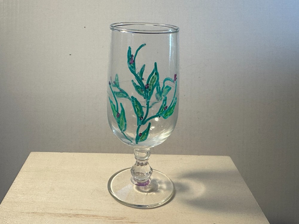 Hand painted cordial glass. One of a kind. 4.0″ tall.