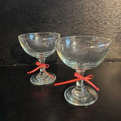 Couples Set(2) Vintage Clear Optic Champagne Glasses/ Sorbet Dessert Coupe 4.5″