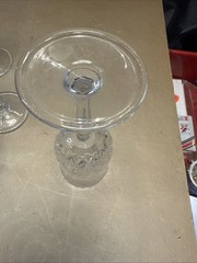 Set of 6 Heavy Cut Crystal Wine Goblets 7” Estate Find Clear Stemware