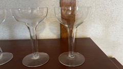 Set of 8 Vintage Tall Hollow Stem Champagne Coupe Glasses