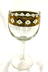 1 VALENCIA Culver 5.75″ tall WINE Glass 6 oz Green Diamond 22 KT Gold