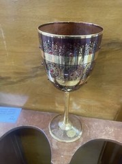 vintage mid century modern Italian murano glass chalice goblet gold & jewelded
