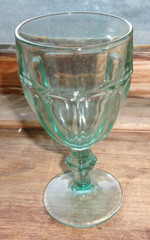 Libbey Gibraltar Spanish Green Footed Heavy Large Glass / Goblet 6-3/4″ OF11