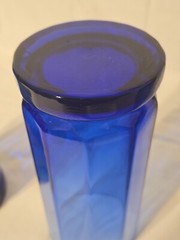 VINTAGE Set Of 3 Anchor Hocking Essex Cobalt Blue 10 Panel Tall 6 3/8″ Tumblers