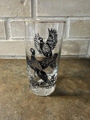 Vintage Highball Glass Gold Rim Pheasant Hunting Decor Pheasants In Flight MCM