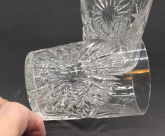 2 American Brilliant Cut Glass Tumbler Starburst Design