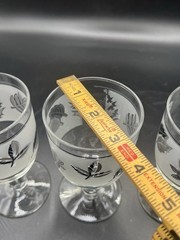Libbey Water Goblets Silver Leaf Foliage Set Of Three Vintage