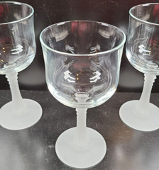 (8) Cristal D’Arques CRA37 Wine Glasses Set Frosted Knob Stemware Clear Bowl Lot
