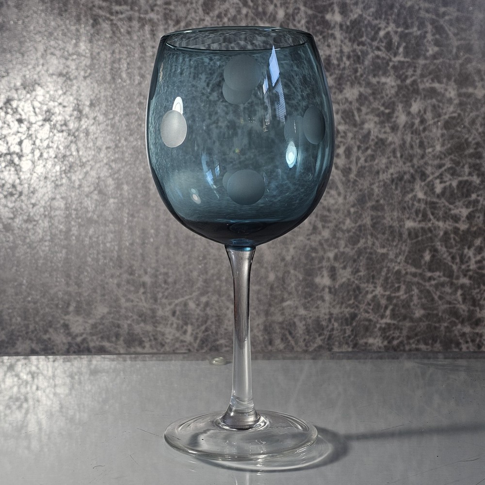 WATERFORD Marquis POLKA DOT AQUA WINE GLASS, Cut Blown Crystal, 8 5/8″, 20oz