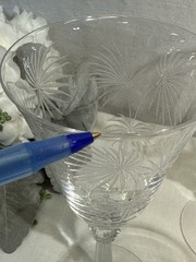 Set of 4 Fostoria Lido Crystal Water Goblet Scepter Stem Palm Leaves Etched 7.5”