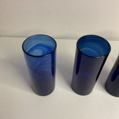 Hand blown Cobalt Blue Tumblers Set Of 4, Swirl