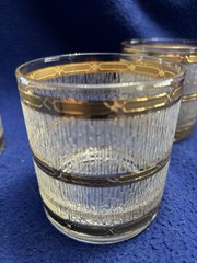 Mid Century Modern 22k Gold Crinkled Ice Whiskey Glasses Set of 4 The Bridge