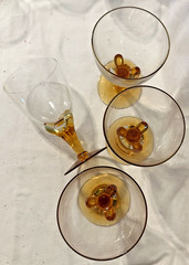 4 Seneca 310 Amber Blown 6″ Water Glasses Morgantown W Virginia Have Extras