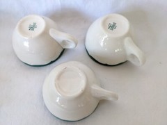 Syracuse China Restaurant Ware Green Rimmed Coffee Cup Set of 3 Wintergreen