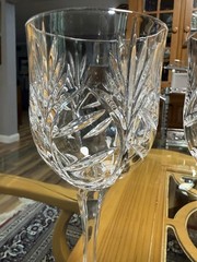 Set of 2 Fifth Ave PORTICO Water/Wine Goblets 24% Lead Crystal 8″