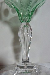VTG Uranium Green / Clear Bubble Stem Cordial Glasses Set Of 3