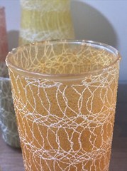 MCM Vintage Color Craft Spaghetti String 8 Piece Carafe Juice Glasses Tumblers