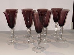 9 Cambridge Amethyst / Purple 3035 stem Claret Wine Goblet Glass