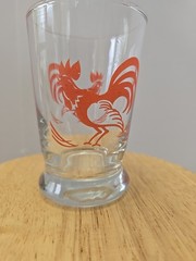 Vintage 1950s Red Rooster Juice Glass Libbey MCM Barware 4” Tall Farmhouse