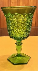 Vintage Green Fluted Glass Goblet LE Smith Button & Daisy